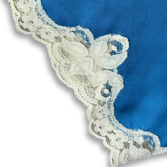 VTG 60s Light Royal Blue Slip Dress Lace Trim Cap Sleeve USA Union Made Small - Picture 7 of 16